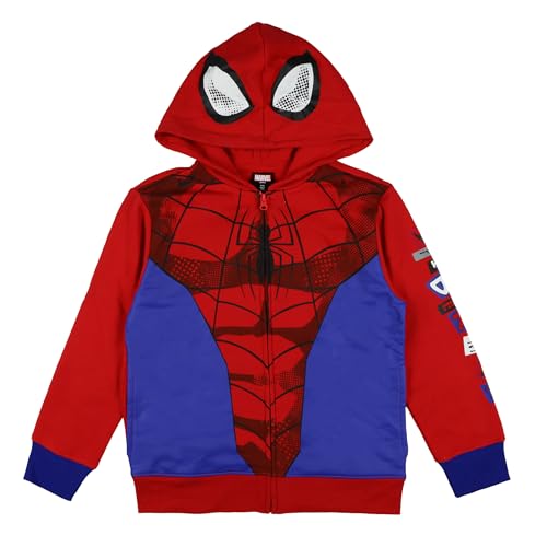 Marvel Spider-Man Jacket Boys Superhero Fleece Zip Up Hoodie (10/12) Multicolored