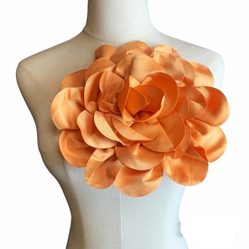 Image of Heyiwell Large Satin Fabric flower for Brooch Pin Wedding Party Dance Dress Suit Clothes Head Hair Accessories DIY Decor 9.45 inchInch
