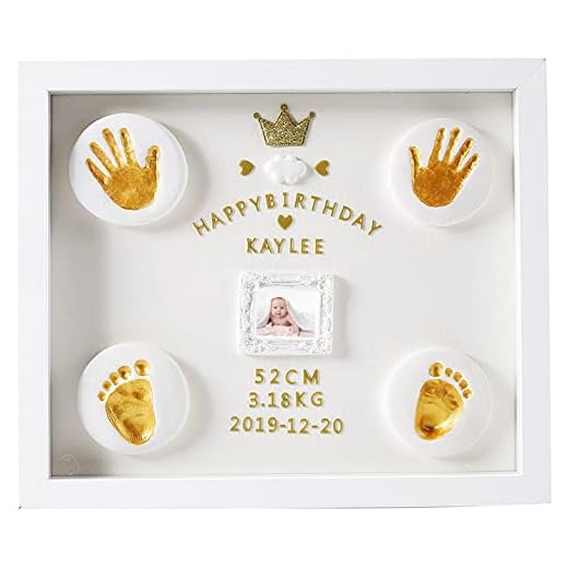 Nifyto Baby handavtryck fotavtryck prydnad minnessakssats, barnkammare minneskonstkit, julklappar, dyrbara ögonblick för nyfödda, baby pojke/flicka, personliga babytryck (vit)