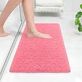 ATRUG Bathroom Rugs 24“x17“, Pink Extra Soft Absorbent Bath Mat, Rubber Backing Quick Dry, Machine Washable Microfiber Bath Rugs for Bathroom Floor, Shower, Bedroom, Tu
