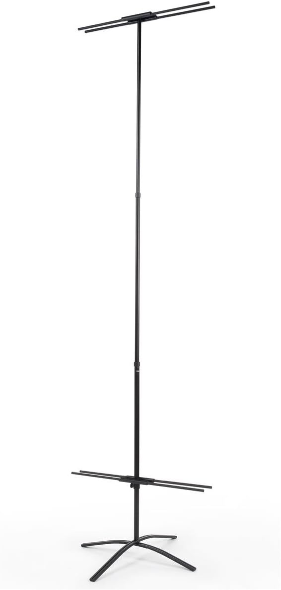 Displays2go Double-Sided Banner Stand – Adjustable Height Floor Display for 24" Wide Graphics with Portable Carrying Case (BS2496BKB)
