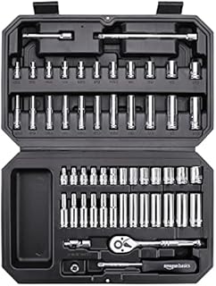 Amazon Basics 0.63 cm Drive 6 Point Socket and Ratchet Set, 55-Piece