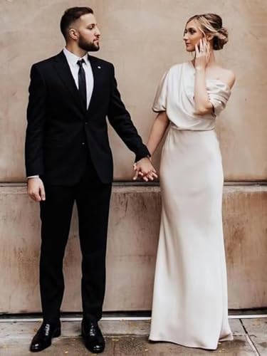 Long Mother of The Bride Dresses One Shoulder Satin Maxi Wedding Guest Formal Gown for Wedding4