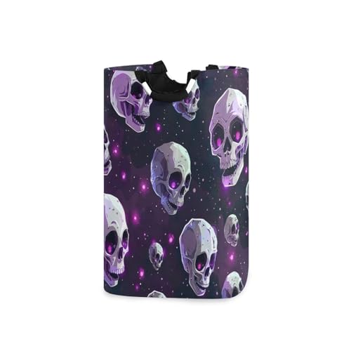 Jihqo Laundry Hamper Basket Halloween Colorful Skeleton Collapsible Nursery Storage Bin Waterproof Clothing Baskets for Home Bedroom Bathroom Washing Room