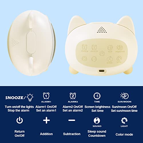 Jokirydo Kids Alarm Clock For Girls Toddler Ok To Wake Clocks For Kids With Sleep Trainer Countdown Night Light Sleep Sound Machine Color Changing Cute Cat Clock For Boys Teens Bedrooms #TOP3