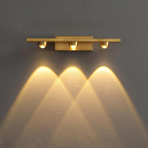 Image of Groeien 3 LED Golden 3 watt Wall Sconce Bathroom Vanity Indoor Outdoor Light Fixtures for Mirror, Hallway,Bedroom,Indoor Wall Light(LuxeBeam-3LED)