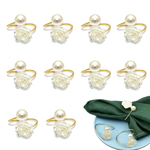 BSITSSS 10 Pièces Rond de Serviette, Doré Rond de Serviette de Table, Classiques Anneaux Serviette de Table, Rond Serviette Mariage pour Décorations de...