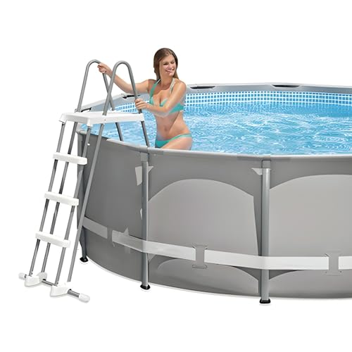 Bricoloco Escalera Piscina Desmontable 122 cm 3 peldaños Antideslizantes. Fácil Montaje, Resistente a la corrosión. Sistema de peldaños Seguros para niños