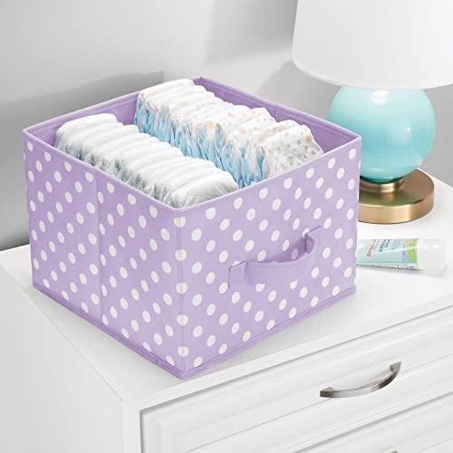 Mdesign Fabric Bin For Cube Organizer - Foldable Storage Cube - Collapsible Closet Storage - Cloth Bin Box For Child/Kids Bedroom, Nursery, Toy Room - Polka Dot Print - 4 Pack - Light Purple/White #TOP2