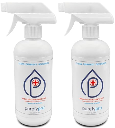 Purefypro Disinfectant Spray (16oz, 2pk) No Rinse. No Residue. Kills 99.9999% MRSA, Norovirus, Flu Virus, and Fungi, Drug Resistant Germs. Suitable for All Surfaces