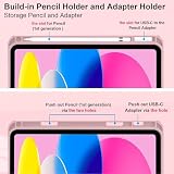 EspZanthic Etui dla iPad (A16) 11./10.Generacja (2025/2022) z Specjalne Gniazdo dla Ołówek i Adapter, Wyczyść Przezroczysty Tył Obudowa Odporna na Wstrząsy Tabletu Case, Różowy