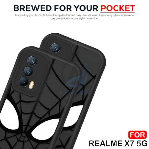 Image of AESTMO Back Case Cover for Realme X7 5G Cover | Spidey Face Mask Design | Silicone Case | Full Body Protection | Camera Protection Back Cover for Realme X7 5G (Black)