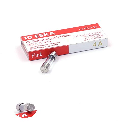 Fusible rapide (F) en verre 4A/250VAC 5x20mm (Boite de 10 Fusibles)