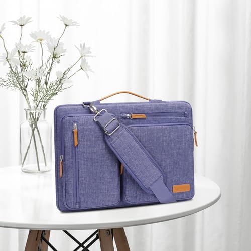 Image of MOSISO 360 Protective Laptop Shoulder Bag,15-15.6 inch Computer Bags Compatible with MacBook Pro 16 inch, HP, Dell, Lenovo, Asus Notebook,Side Open Messenger Bag with 4 Zipper Pockets, Purple Orchid