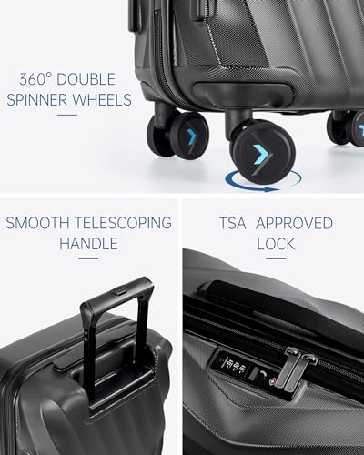 Image of BAGSMART 24 Inch Luggage with Spinner Wheels,Polycarbonate Hardside Suitcase with TSA Lock Travel Luggage Hard Shell Lightweight Rolling Luggage for Men Women,Black