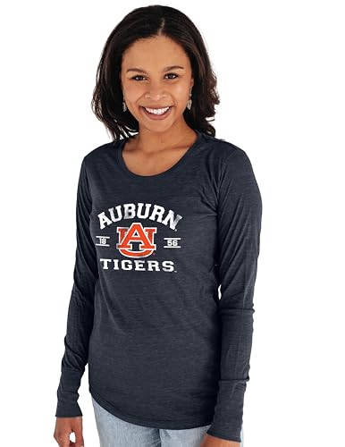 Blue 84 Women's Auburn Tigers Long Sleeve T Shirt Tri-Blend Mascot, Auburn Tigers Navy, Large
