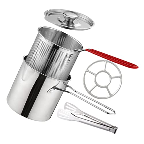 MAGICLULU 1Set Deep Fry Pot with Basket and Lid Frying Pot for Shrimp Chicken and Fries Lightweight Versatile Indoor Outdoor Use Easy to Clean and Maintain