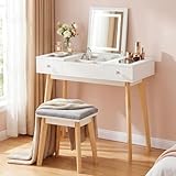 【L’esthétique minimaliste, une nouvelle définition du coiffeuse】 L’association d’un corps blanc et de pieds en bois massif présente une esthétique moderne et épurée, sans décoration superflue, offrant une sensation de confort. Ce n’est pas simplement une réinterprétation moderne du coiffeuse traditionnel, mais un meuble tendance qui s’intègre parfaitement dans le salon ou la chambre