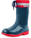  Ladeheid Botas Antideslizantes Unisex Niños Niñas LA-972 (Azul Ultramar/Rojo Almagre, 25 EU)