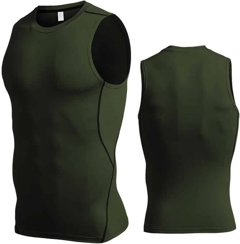 Men 3pack Compression Tank Top, Slimming Undershirt, Under Armor Compression Shirt Pack Athletic Base Layer Sport Tank Top - Image 4