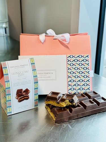 Giuliana Pimenta | Super Gift Set – Caja de chocolate hecha a mano, Mega barra de pistacho y frambuesa, y bocados de pastel de miel | Delicias lujosas para regalar | Sin alcohol y vegetariano