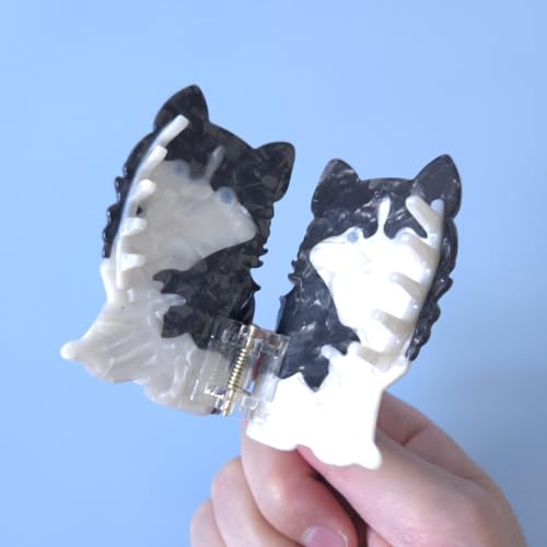 Pinzas para cabello con diseño Husky, acetato, 2x2 in miniatura 3