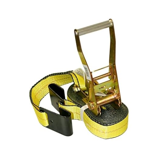Everest - S1022 Premium Ratchet Tie Down 1 PK 2 IN. X 27 FT 3333 LBS. Working Load 10000 LBS. Break Strength Flat-Hook Cargo Straps Perfect for Moving Appliances, Lawn Equipment and Motorcycles, Vibrant Everest Yellow