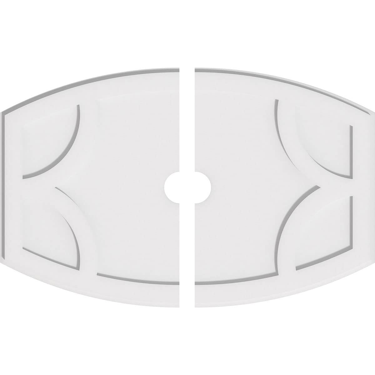 Ekena Millwork CMP34X22KY2-03000 Kailey Architectural Grade PVC Contemporary, Two Piece Urethane Ceiling Medallions 34"W x 22 5/8"H x 3"ID x 18 1/4"C x 1"P