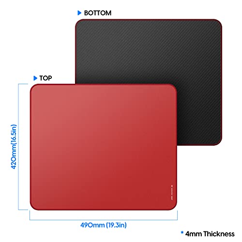 Image of Pulsar - Paracontrol XL (Expanded Size) Esports Level Premium Gaming Mouse Pad v2 - Medium to High Speed Pad Stitched Edge Durable Hybrid Top Surface 16.5 x 19.3 (XL, Red)