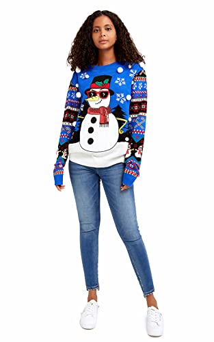 Mens Ugly Christmas Sweater, Women 3D Xmas Holiday Pullover Festive Party | Funny Novelty Knitwear, Adult Couples Family Outfit, Creative Design With Tinsel, Classic Pattern With Santa Elf Reindeer 2 Mens Ugly Christmas Sweater, Women 3D Xmas Holiday Pullover Festive Party