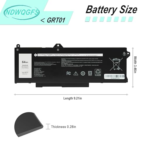 Image of GRT01 Laptop Battery 15.2V 64Wh for Dell Latitude 5421 5431 5521 5531 Precision 3470 3561 3571 3591 Alienware m17 R5 AMD R05P0 0P3TJ VXD57