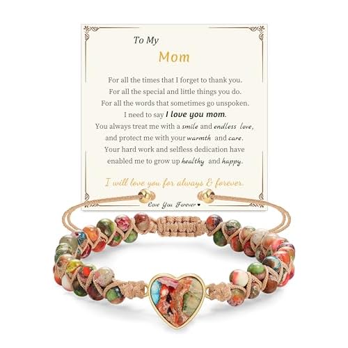 Gifts for Daughter Granddaughter Valentines Day Gifts for Her To My Mom Grandma Wife Girlfriend Sister Jasper Heart Bracelets Birthday Anniversary Chr