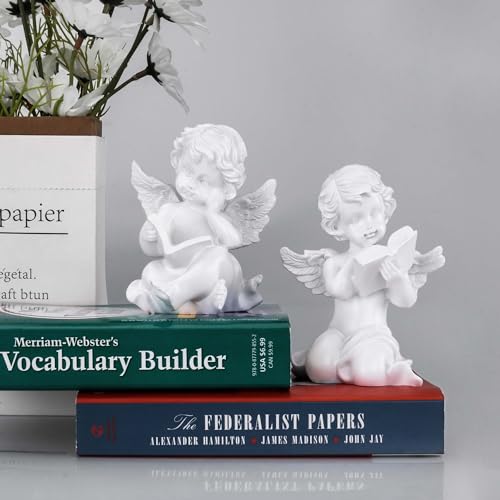 Goetland Set of 2 Cherubs Baby Angel Statue Figurine Garden Angel Sculpture Table Centerpieces Mothers Day Women Nurses Gift Artificial Resin 4 Inch White by Goetland - Used condition - Image 5
