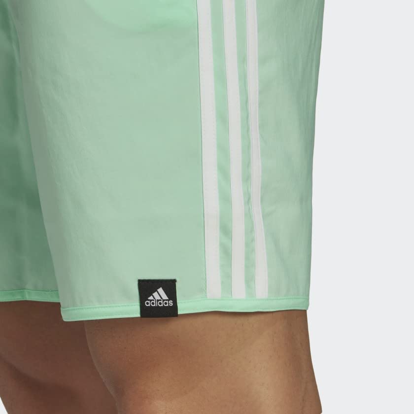 adidas Classic-Length 3-Stripes Swim Shorts Men's, Green, Size S4
