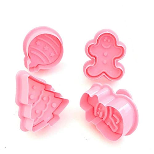 4pcs De La Galleta De La Galleta del Molde De La Galleta del Muñeco De Nieve 3D Cortador del Émbolo del Molde De La Hornada De Pan De Jengibre Casa De Galleta De La Navidad