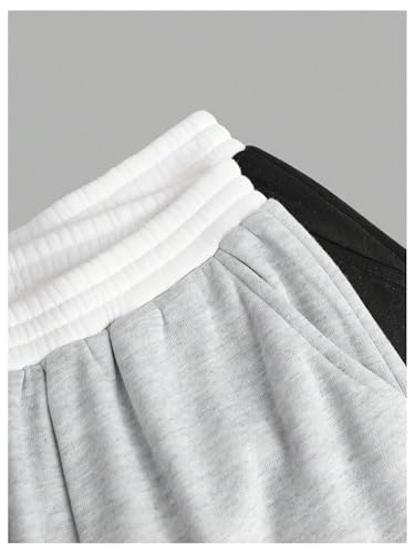 Girl's Wide Leg Sweatpants Elastic Waist Color Block Baggy Sweatpants Joggers Track Pants 2 Pack4