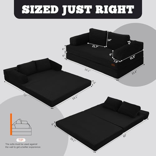 Cómodo sofá de dos plazas MeMoreCool convertible en cama para habitaciones pequeñas 3