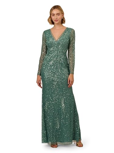 Adrianna Papell Women's Sleeve Bead Long Dress
