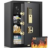 Large Fireproof Safe for Home Use, Heavy Duty Home Safes Water and Fireproof with Fireproof Bag, Electronic Keypad Keys and Inner Cabinet, Anti-Theft Fire Proof Safe Box for Home Office (4.0 Cub)
