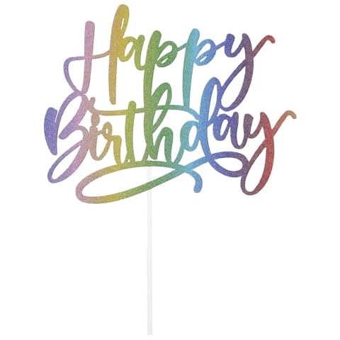 Grevosea Rainbow Happy Birthday Cake Topper Cover