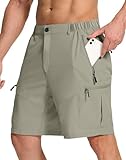 SERAMY Pantalones Cortos de Senderismo para Hombre con 6 Bolsillos con Cremallera de 9 Pulgadas, de Secado rápido, Ligeros, para Golf, Pesca Casual, Gris Salvia, Small Cortos
