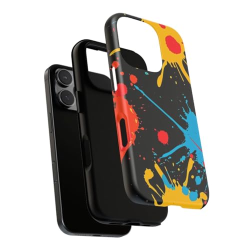 Coque iPhone 16 Pro rigide mate design éclaboussures de peinture colorées