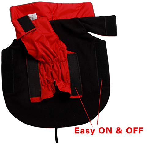 Image of JoyDaog Fleece Lined Warm Dog Jacket for Winter Outdoor Waterproof Reflective Dog Coat Red L