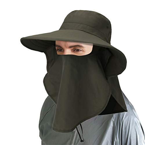 Visier Gesicht Halsabdeckung, Atmungsaktiver Hut Angeln Sonnenschutz Kappe Klappe Hut Breite Krempe Schnalle, Sommer Halsklappe Sonnenblende