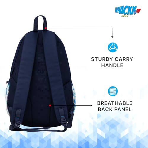 Image of WHACKK Seles Sports Badminton Tennis Racket Backpack White Blue|22L Capacity with Racket Compartment, Shoe, Multiple Utility Pockets & Dual Bottle Holders|Lightweight Bag for Pickleball Table Tennis