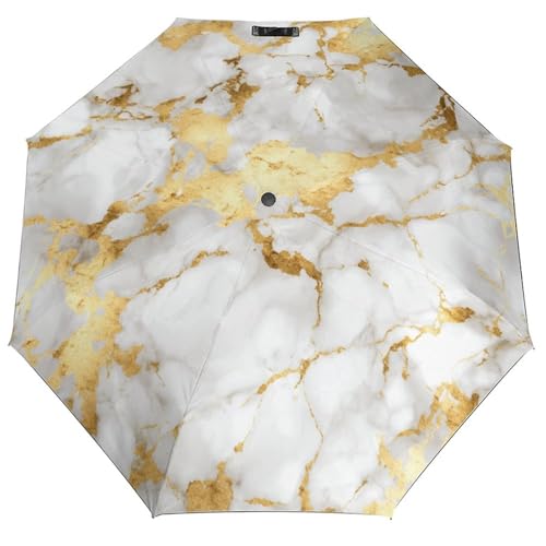 Parapluie marbre blanc chic et doré ACEPrints pliant haut de gamme