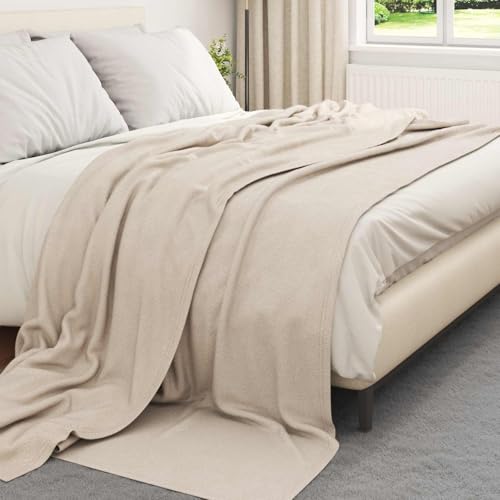 Couvertures de lit beige 240x220 cm en toison lot de 6 pièces - 4