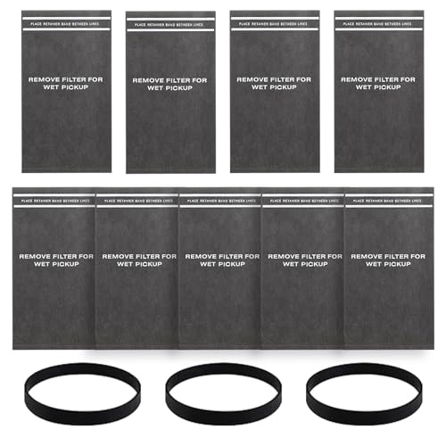 9 Pack 38737 Dust Filter Bags Replacement for Craftsman 2 to 2.5 Gallon Wet/Dry Vacuums and Powerhead Bucket Vac with 3 Retaining Bands Part# 9-38737/CMXZVBE38737