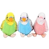 WQY GroceryShop 3 Pcs Budgerigar Plush Toy, 5.5 inches, Parakeet Plush Toy, Budgie Soft Toy, Bird Stuffed Animal for Kids, Blue and Green and Pink