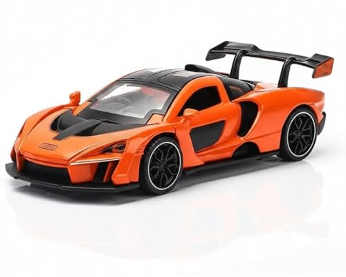 Image of McLaren Senna Car Toy - 1:28 Scale Alloy Die-Cast Supercar Model with Lights & Sound, Pull-Back Sports Car Toy for Kids, Boys & Collectors - Gift Item (Orange)